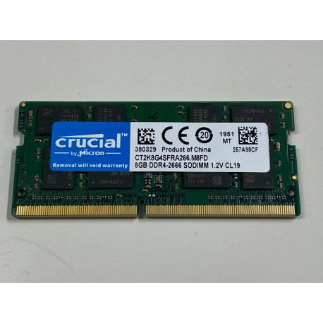 1x 8GB SODIMM DDR4 2666 mhz PC4-21300 2Rx8 260 PIN 1,2v CRUCIAL MEMORIE RAM