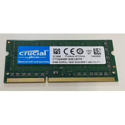 1x 8GB SODIMM DDR3L 1600 mhz PC3L-12800 1Rx8 204 PIN CRUCIAL MEMORIE RAM